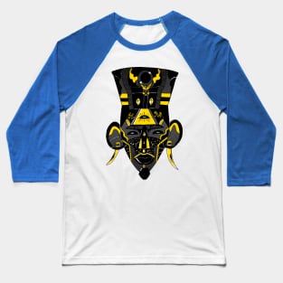 Black and Yellow African Mask 6 Baseball T-Shirt